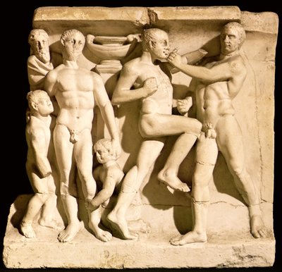 Relief depicting wrestlers by Roman